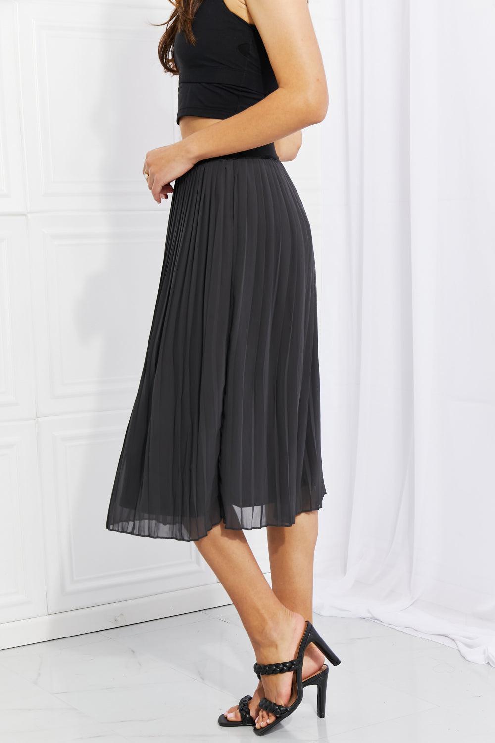 Zenana Full Size Romantic At Heart Pleated Chiffon Midi Skirt - Glamorous Boutique USA L.L.C.