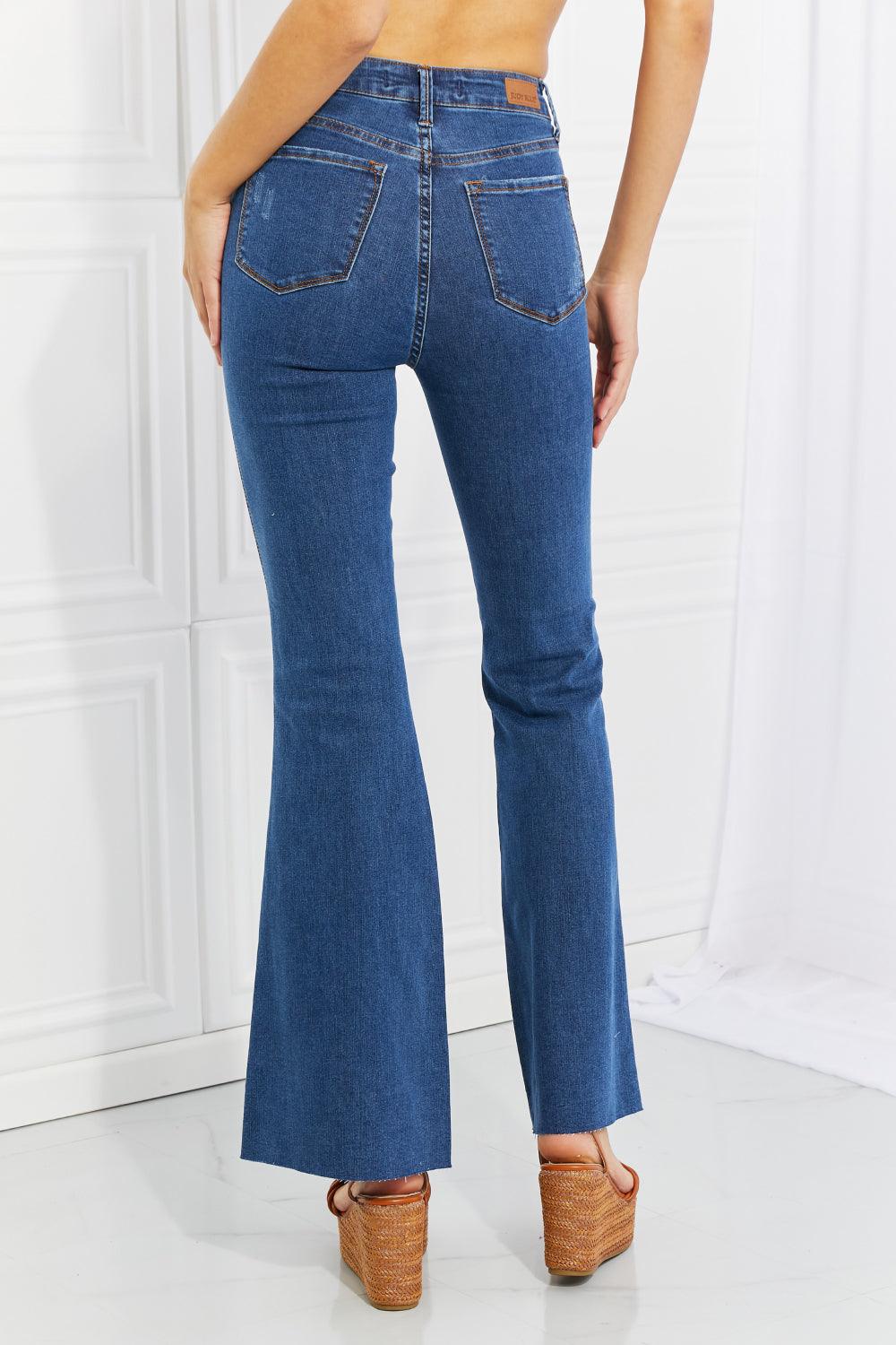 Judy Blue Ava Full Size Cool Denim Tummy Control Flare - Glamorous Boutique USA L.L.C.