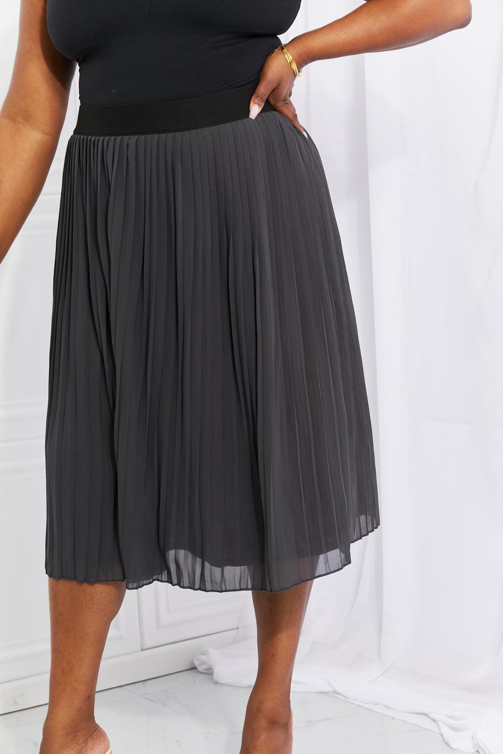 Zenana Full Size Romantic At Heart Pleated Chiffon Midi Skirt - Glamorous Boutique USA L.L.C.