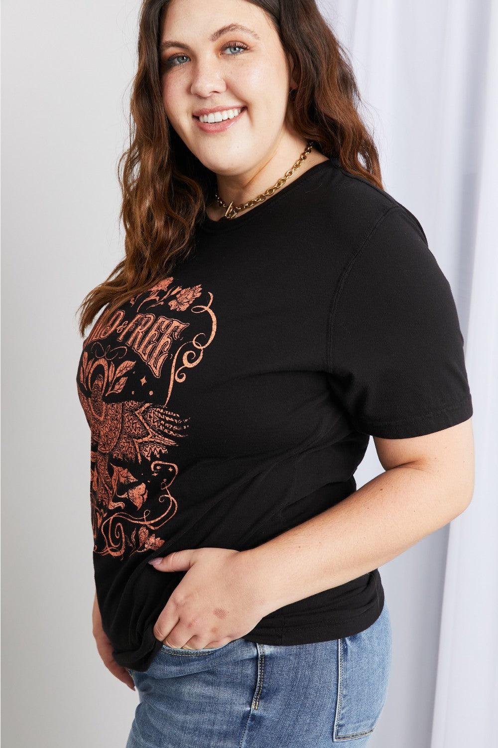 mineB Full Size WILD FREE Graphic Round Neck Tee - Glamorous Boutique USA L.L.C.