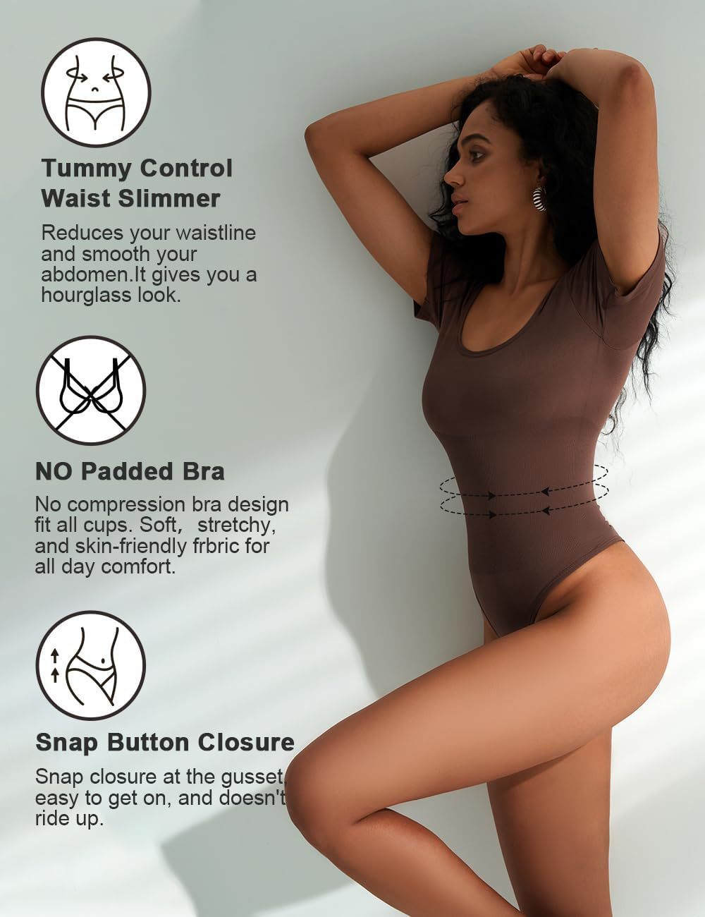 Euro-American Square-neck Cinched Waist Bodysuit