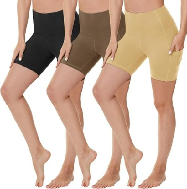 3-Pack High-waisted Yoga SHORTS- Plus Size