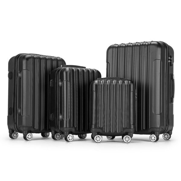 Curved Vertical Stripe 4-in-1 Trolley Case 16in 20in 24in 28in Abs Classic-Black