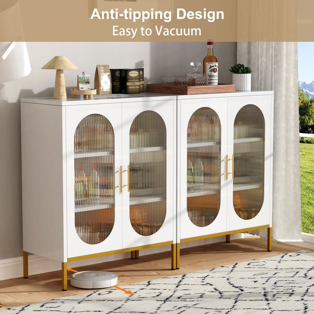 Fluted Glass 2-Door Cabinet