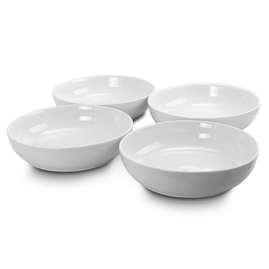 Gibson Home Extra Wide 8.5 in. Stoneware Dinner and Serving Bowls in White, Set of 4