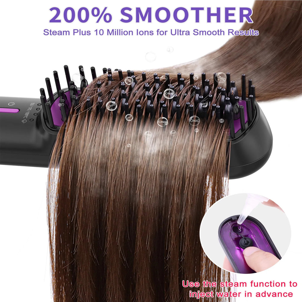 YEVYO Ionic Plus Anti-frizz Steam Straightening Salon Brush