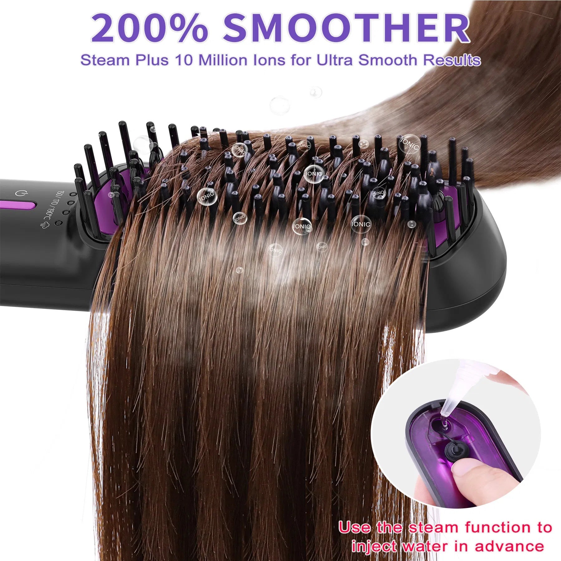 YEVYO Ionic Plus Anti-frizz Steam Straightening Salon Brush