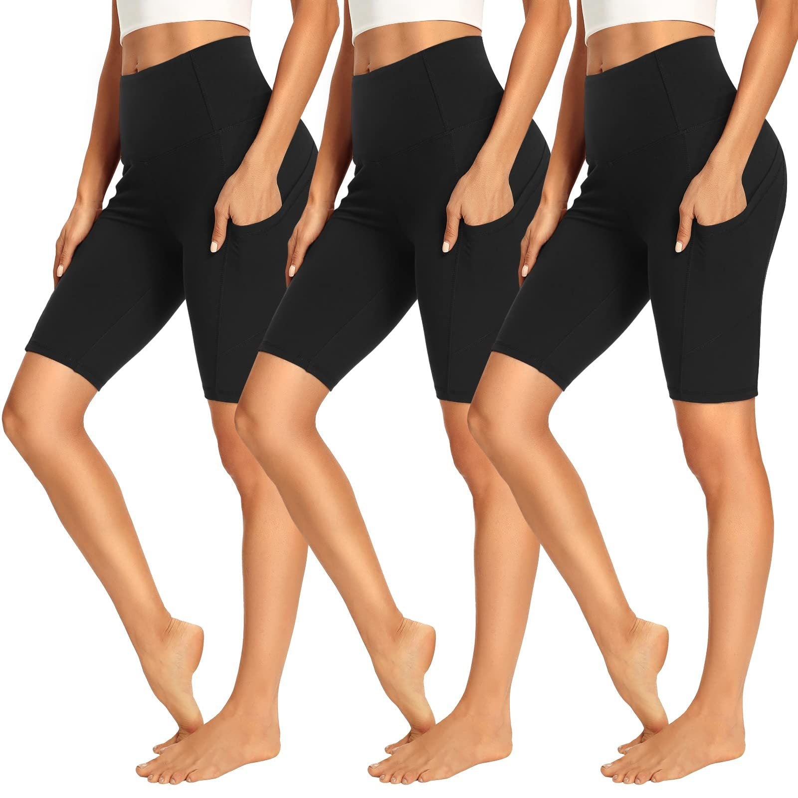 3-Pack Tummy Control Biker Yoga Shorts