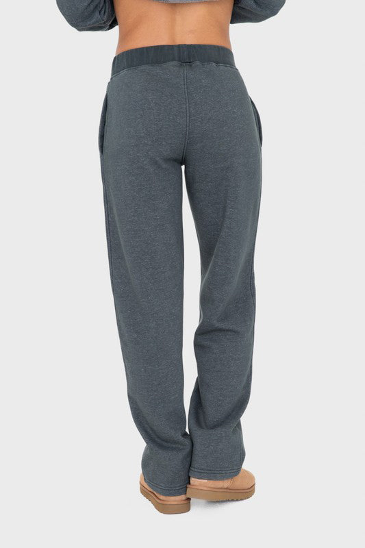 Mono B Elastic Waist Fleece Pants with Pockets