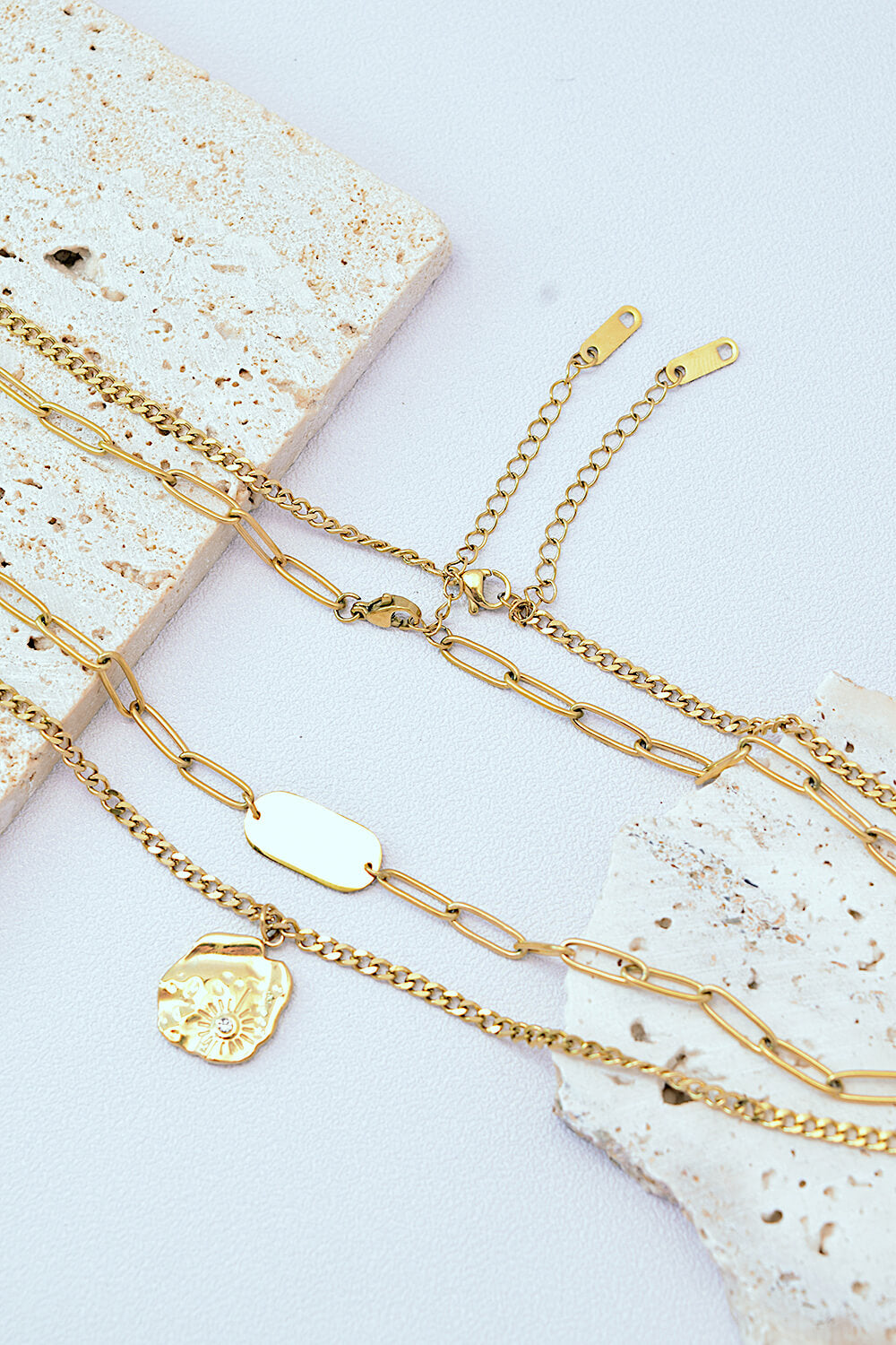 Gold-Plated Double-Layered Pendant Necklace