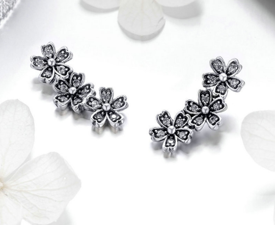 Korean Version Of Simple Daisy Earrings S925 Sterling Silver Inlaid Zircon Womens Earrings Factory Direct Sales Sce419