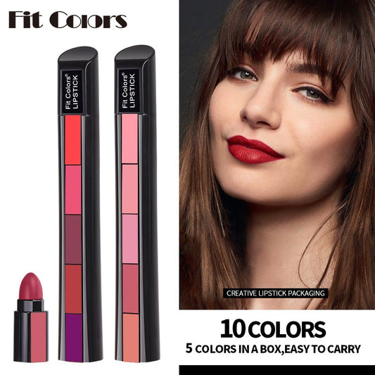 5 Colors Matte Velvet Lipstick Waterproof Sweatproof Lip Gloss