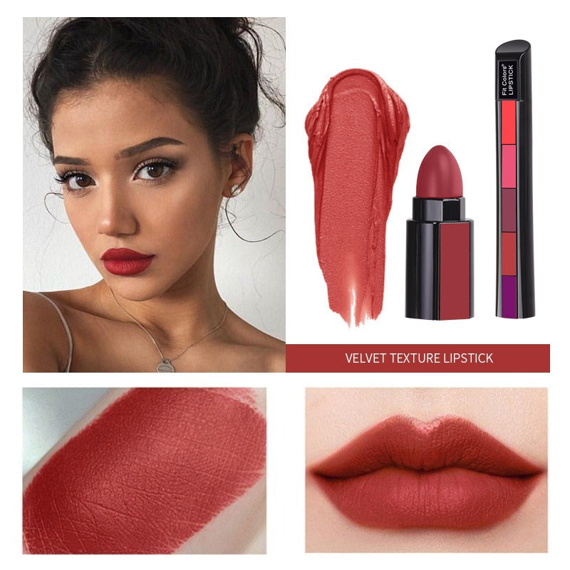 5 Colors Matte Velvet Lipstick Waterproof Sweatproof Lip Gloss