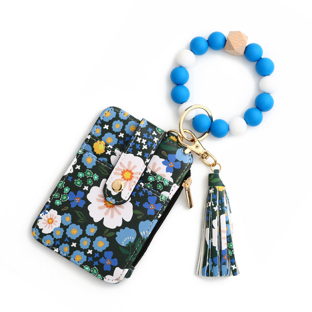 Floral Print Leather Card Bag