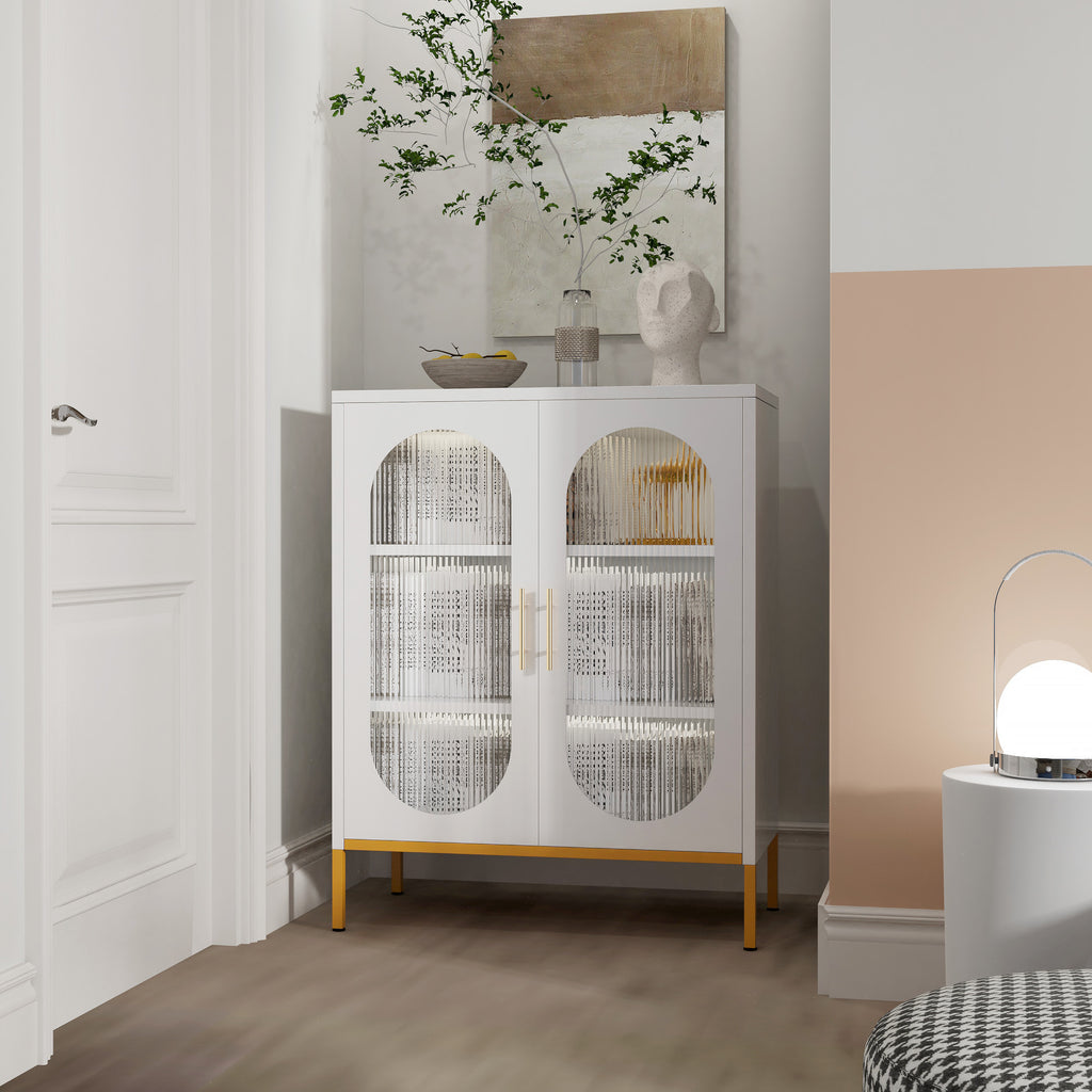 Fluted Glass 2-Door Cabinet