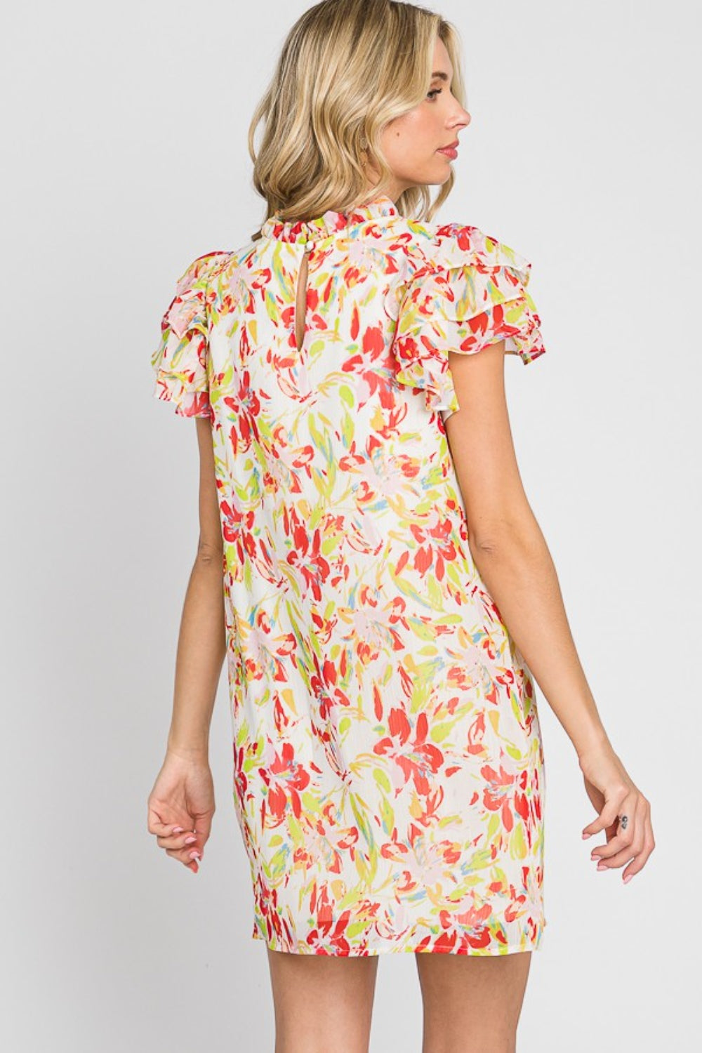 GeeGee Floral Short Sleeve Mini Dress