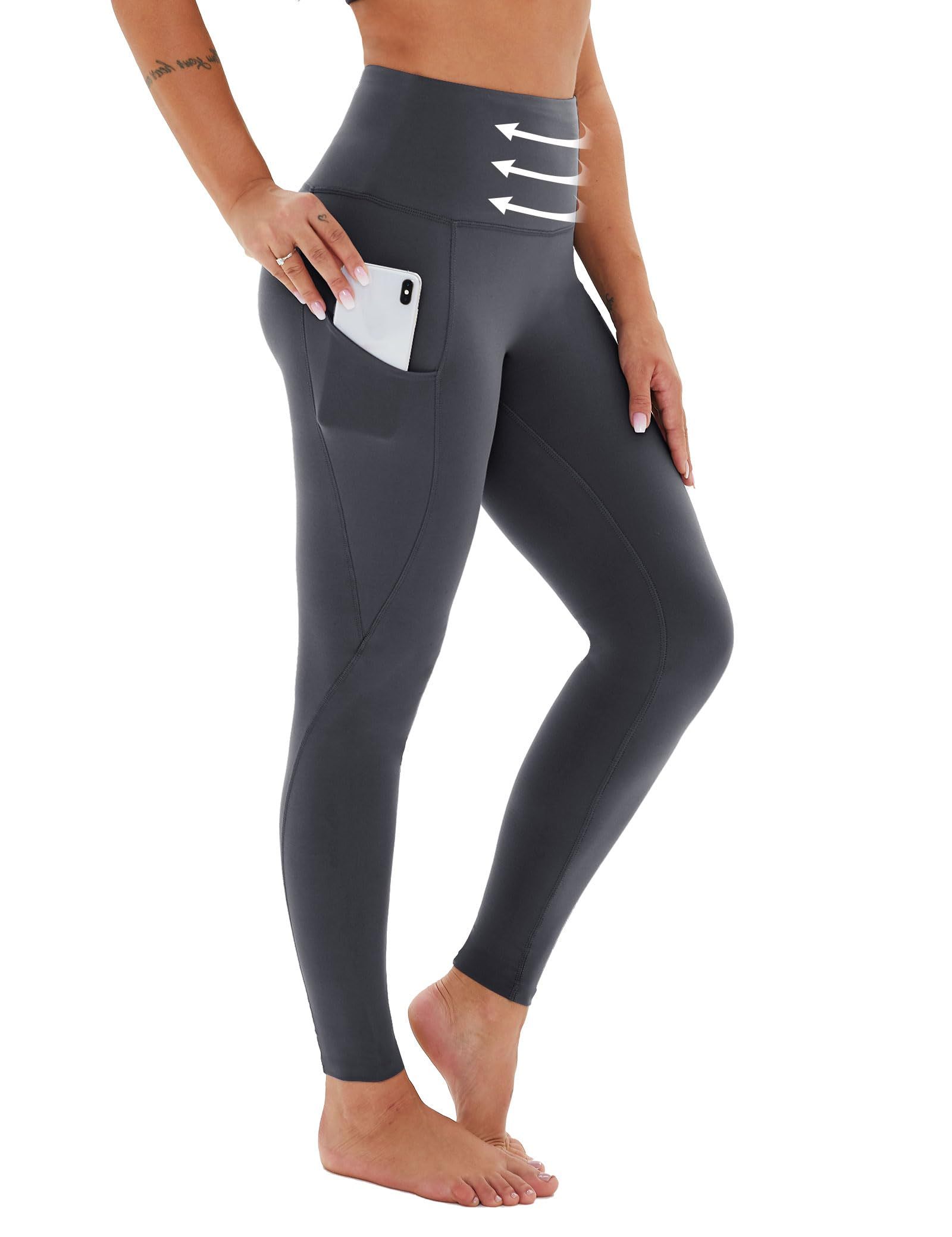 Cropped High-waisted Oblique Pocketed Yoga Pants - Cyan/Dark Gray
