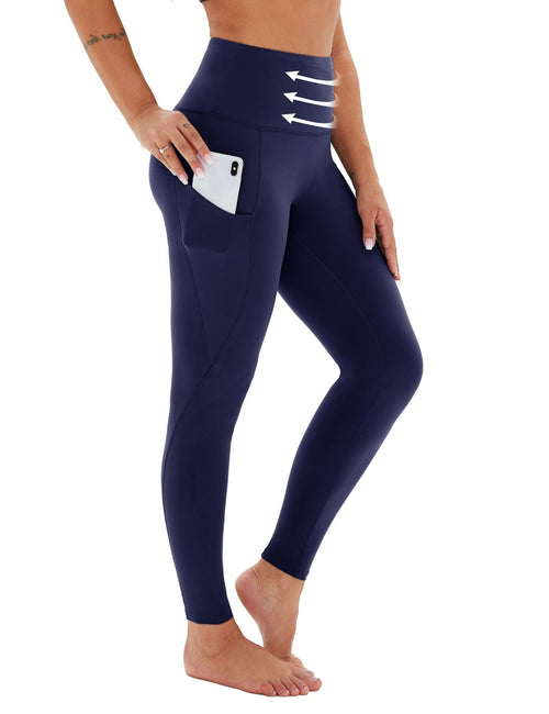 Cropped High-waisted Oblique Pocketed Yoga Pants - Cyan/Dark Gray