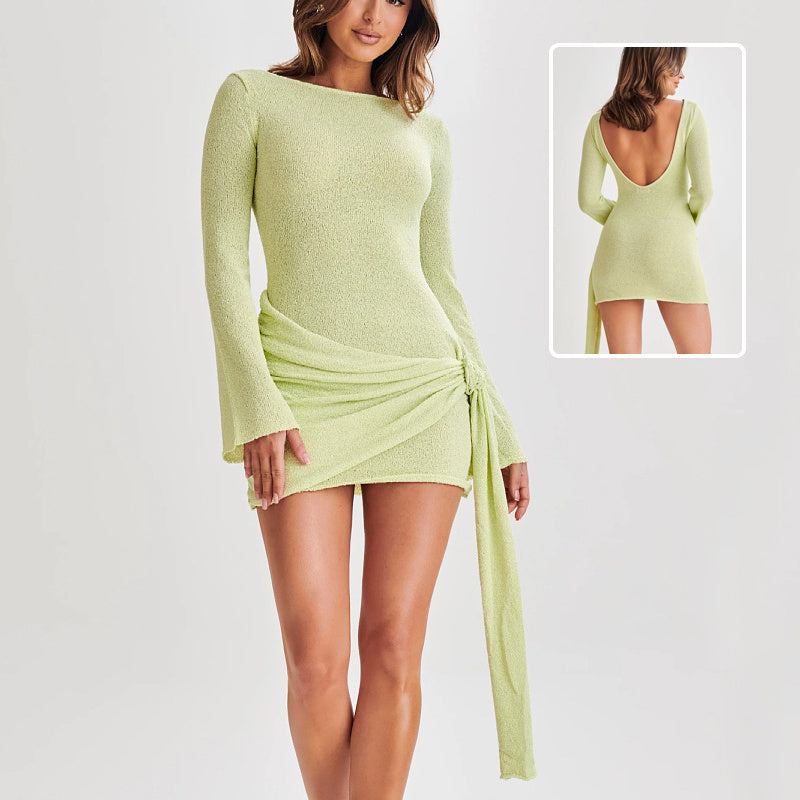 Y2K Slim-Sexy V-shaped Backless Mini Dresses