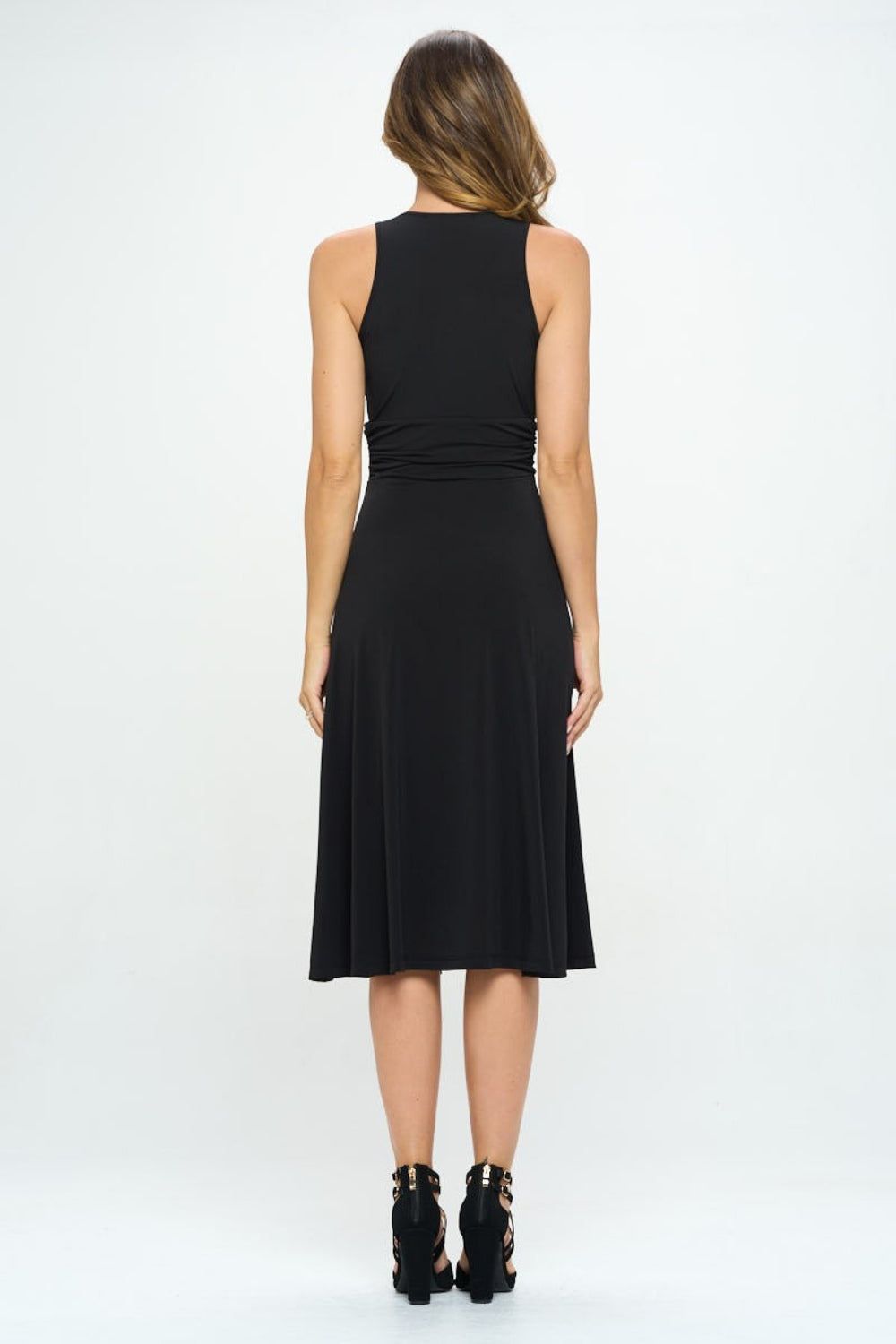 RENEE C Ruched Waist Sleeveless Slit Dress