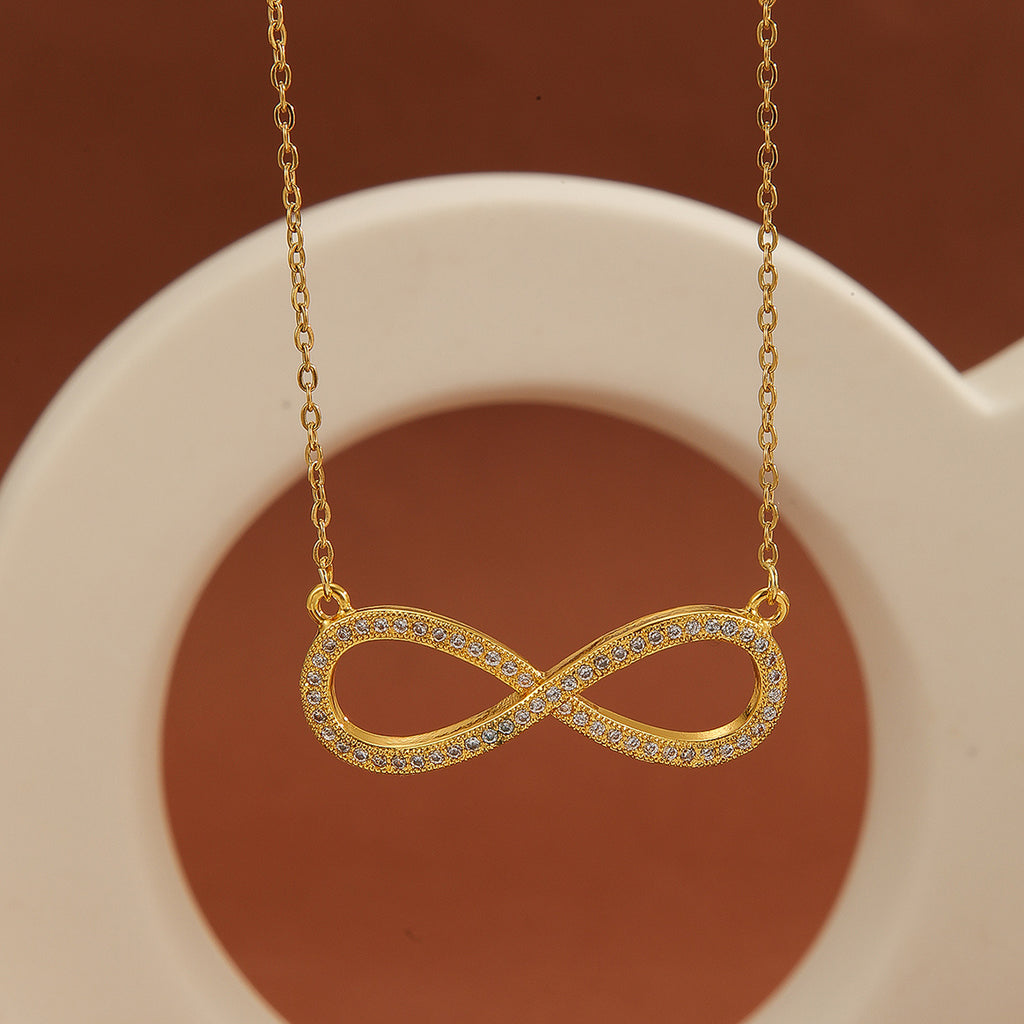 1pc Simply Exquisite Sparkling Symbol 8/Love Pendant Necklace