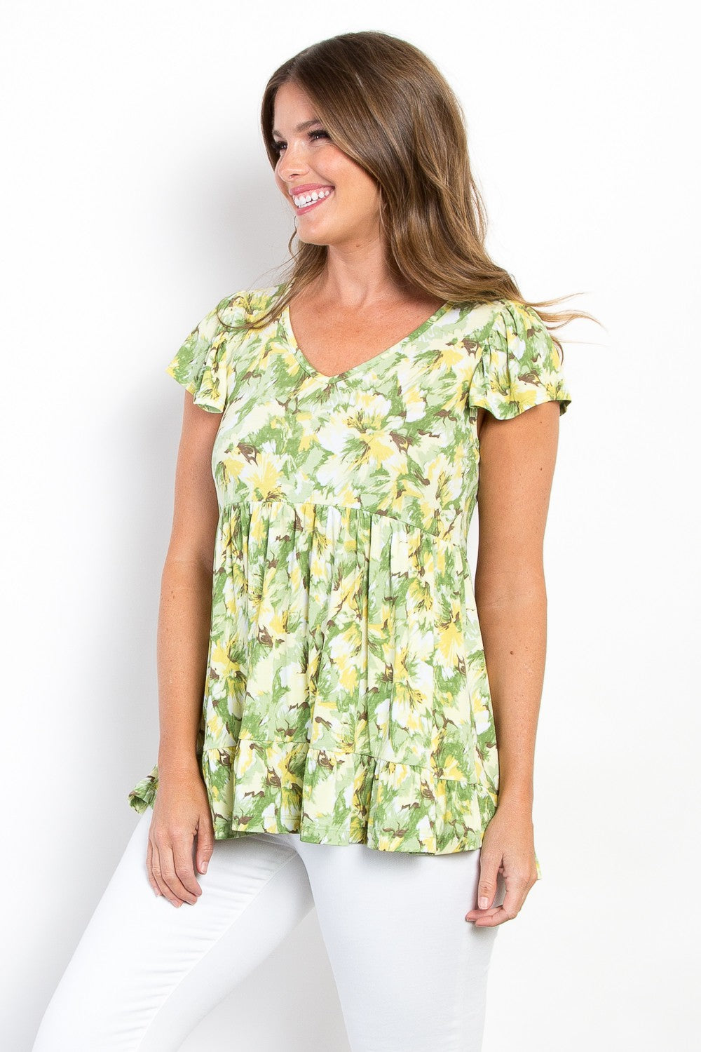 Be Stage Floral Ruffled Babydoll Top