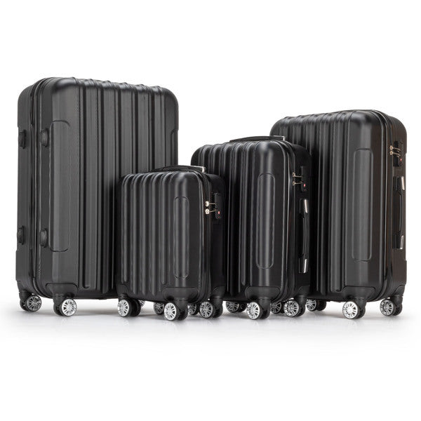 Curved Vertical Stripe 4-in-1 Trolley Case 16in 20in 24in 28in Abs Classic-Black