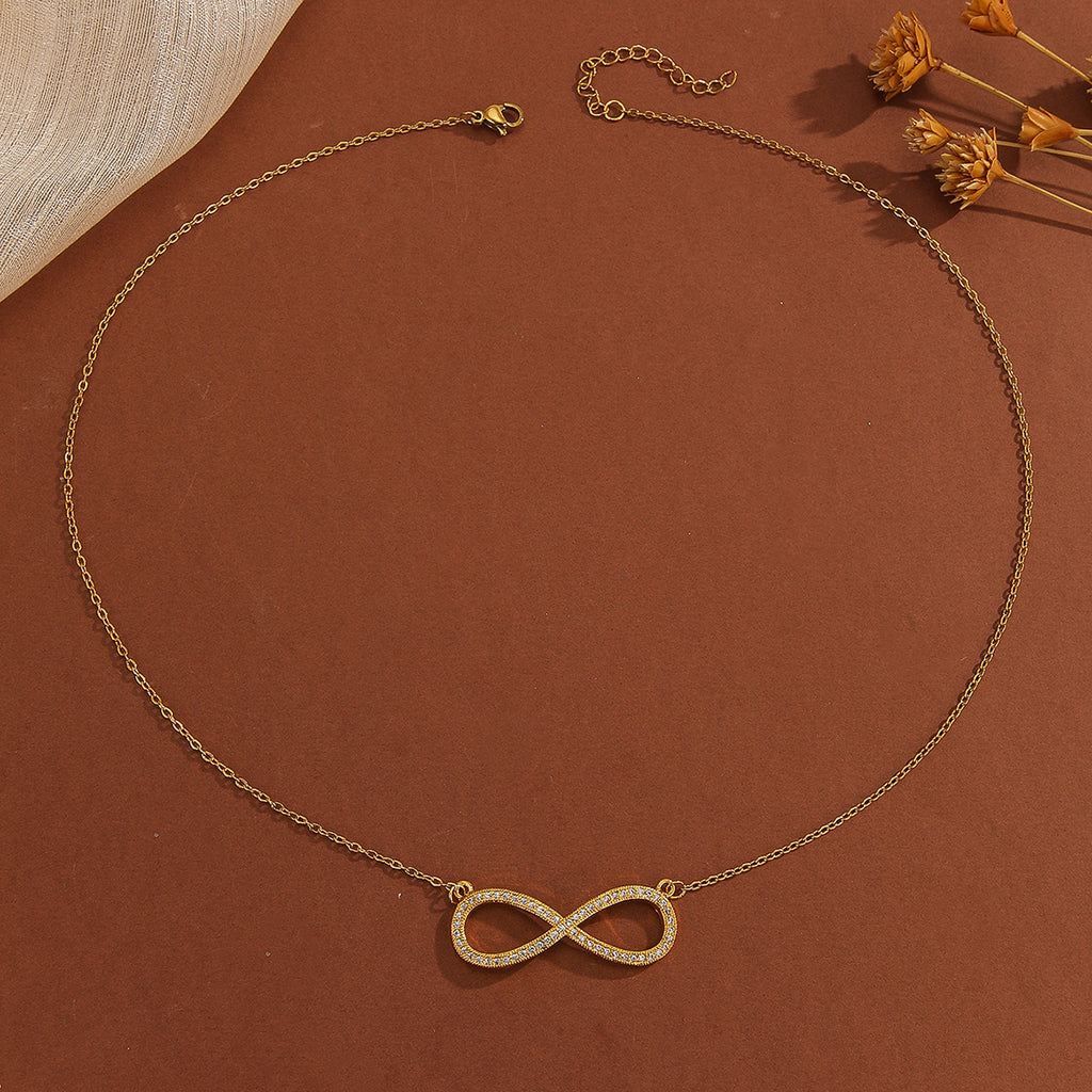 1pc Simply Exquisite Sparkling Symbol 8/Love Pendant Necklace