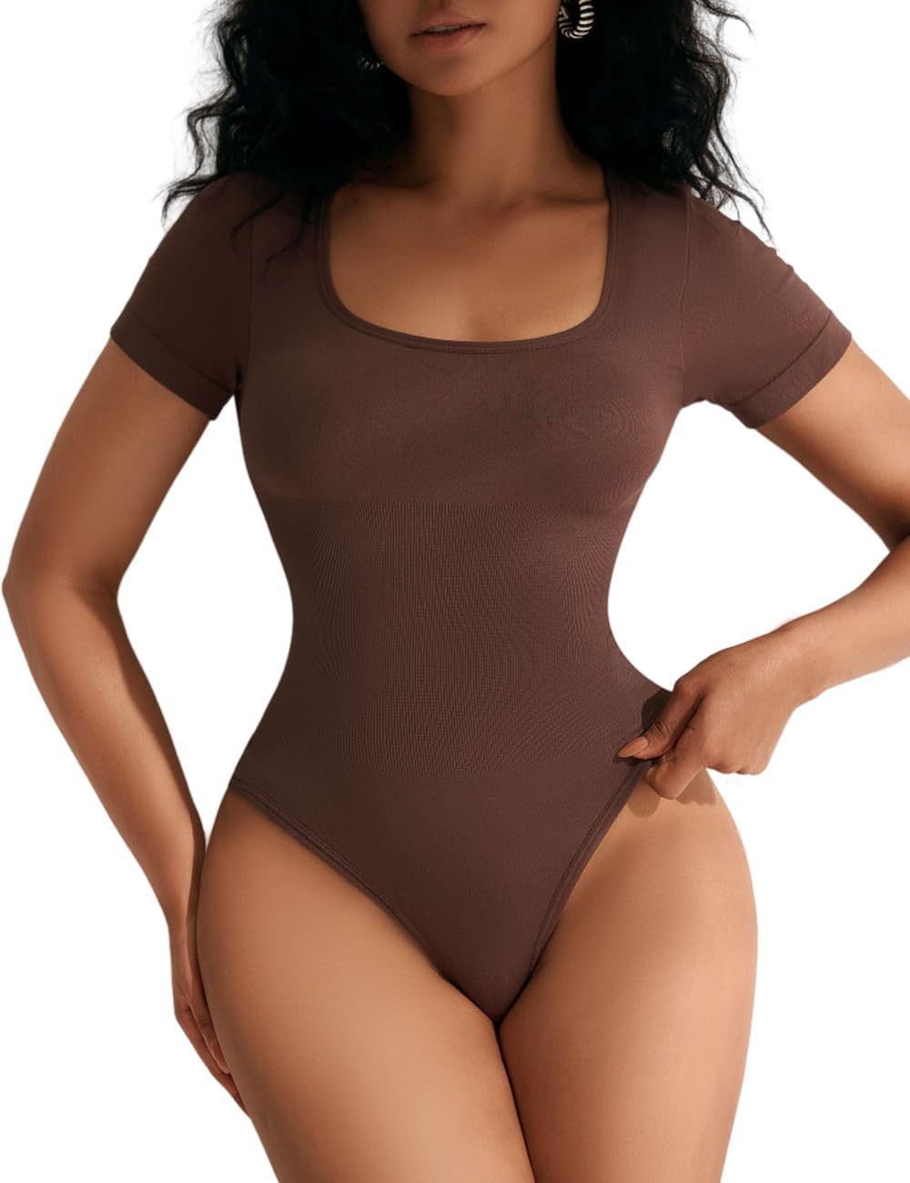 Euro-American Square-neck Cinched Waist Bodysuit