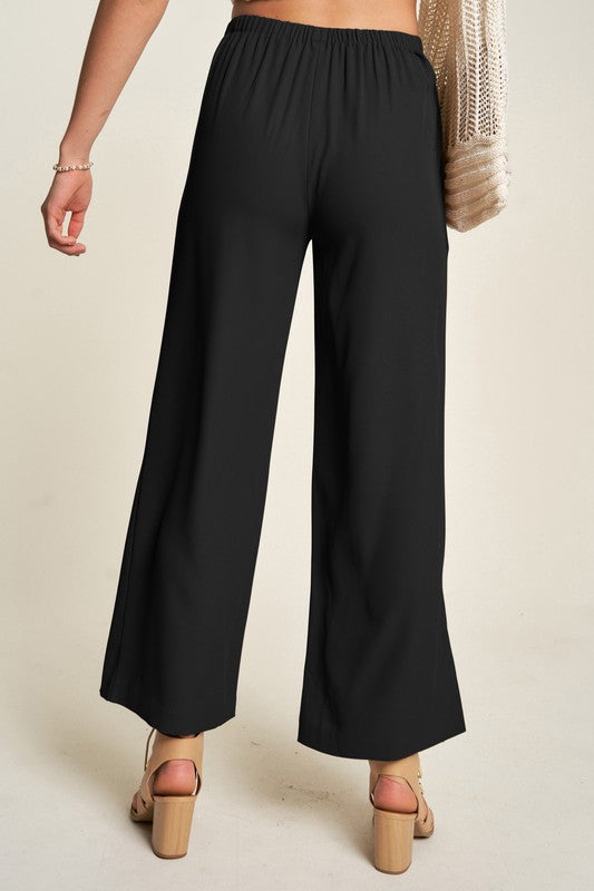 Davi & Dani Wide Leg Mid-Rise Pants