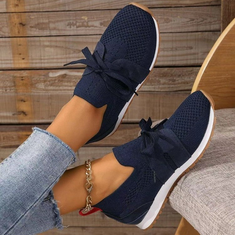 New Lace Up Womens Mesh Flats