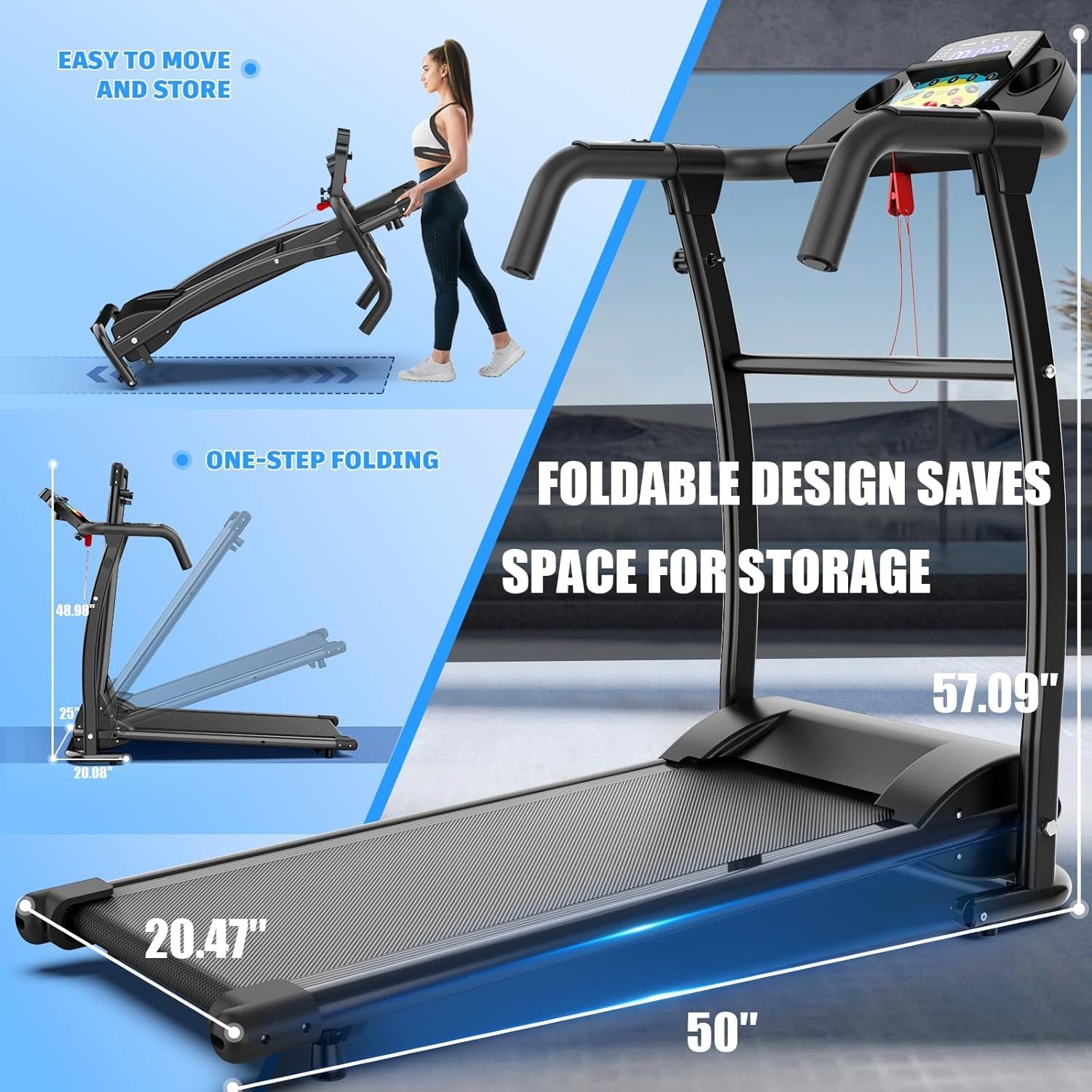 Foldable Under Desk Treadmill w/Remote