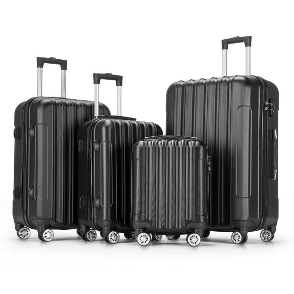 Curved Vertical Stripe 4-in-1 Trolley Case 16in 20in 24in 28in Abs Classic-Black