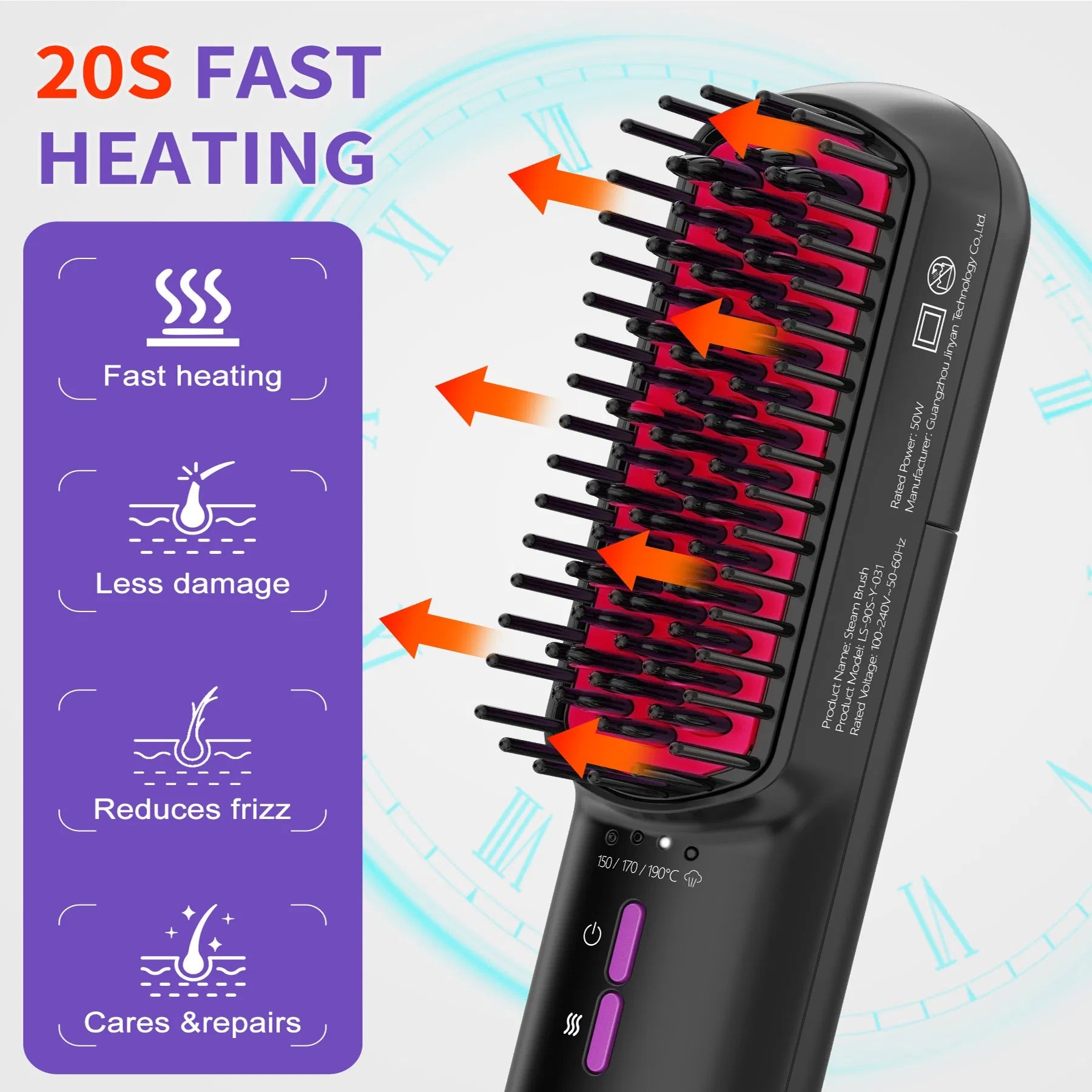 YEVYO Ionic Plus Anti-frizz Steam Straightening Salon Brush