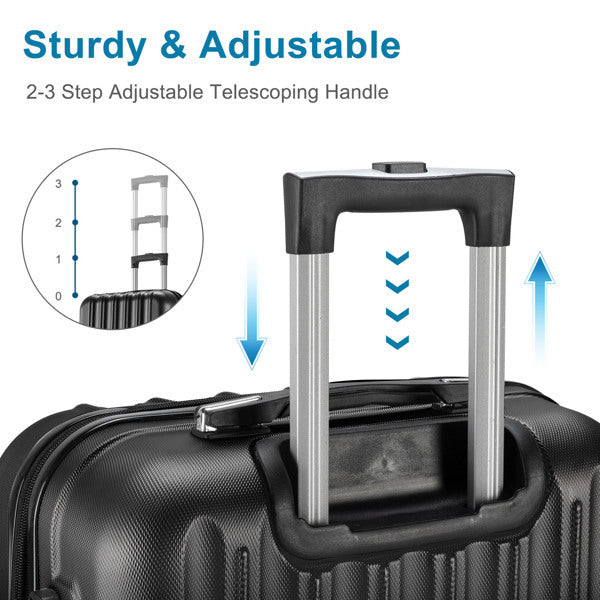 Curved Vertical Stripe 4-in-1 Trolley Case 16in 20in 24in 28in Abs Classic-Black