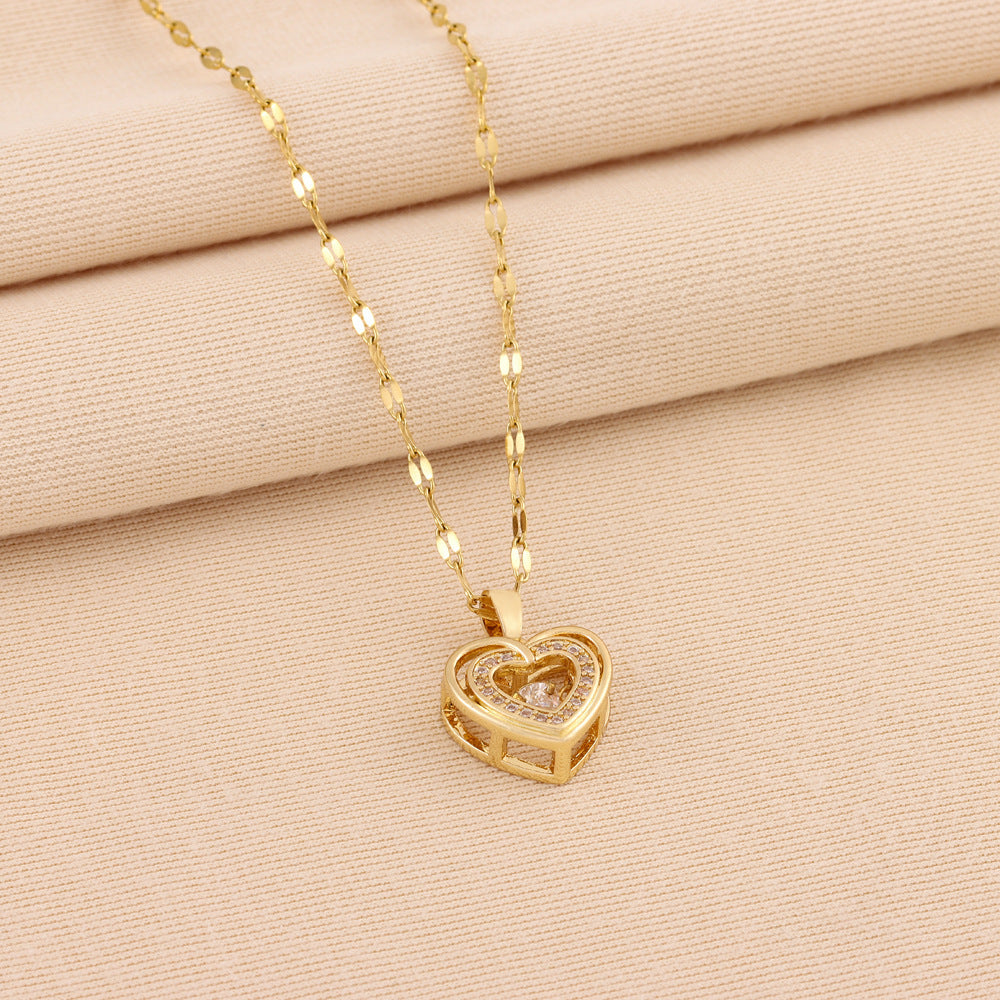 Double-layer Rhinestone Love-Valentine Necklace