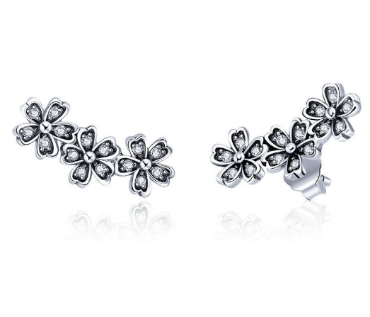 Korean Version Of Simple Daisy Earrings S925 Sterling Silver Inlaid Zircon Womens Earrings Factory Direct Sales Sce419