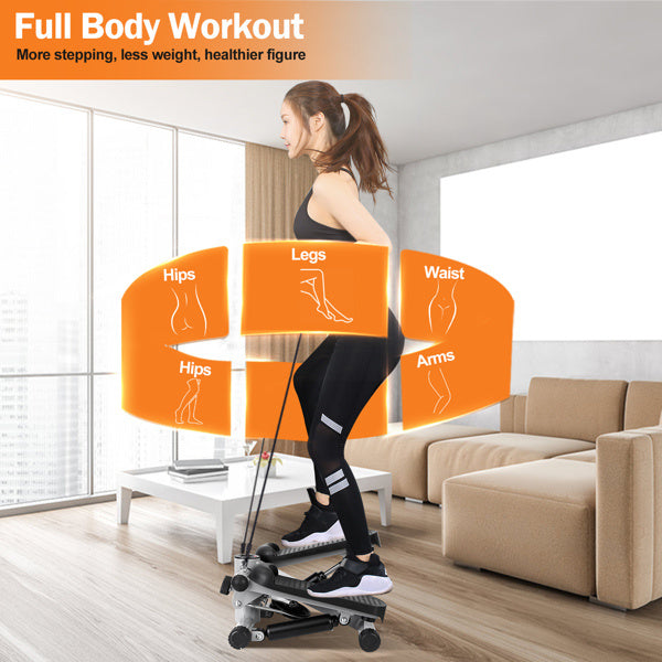 Mini Fitness Step Machine With Resistance Band & LCD Display Screen