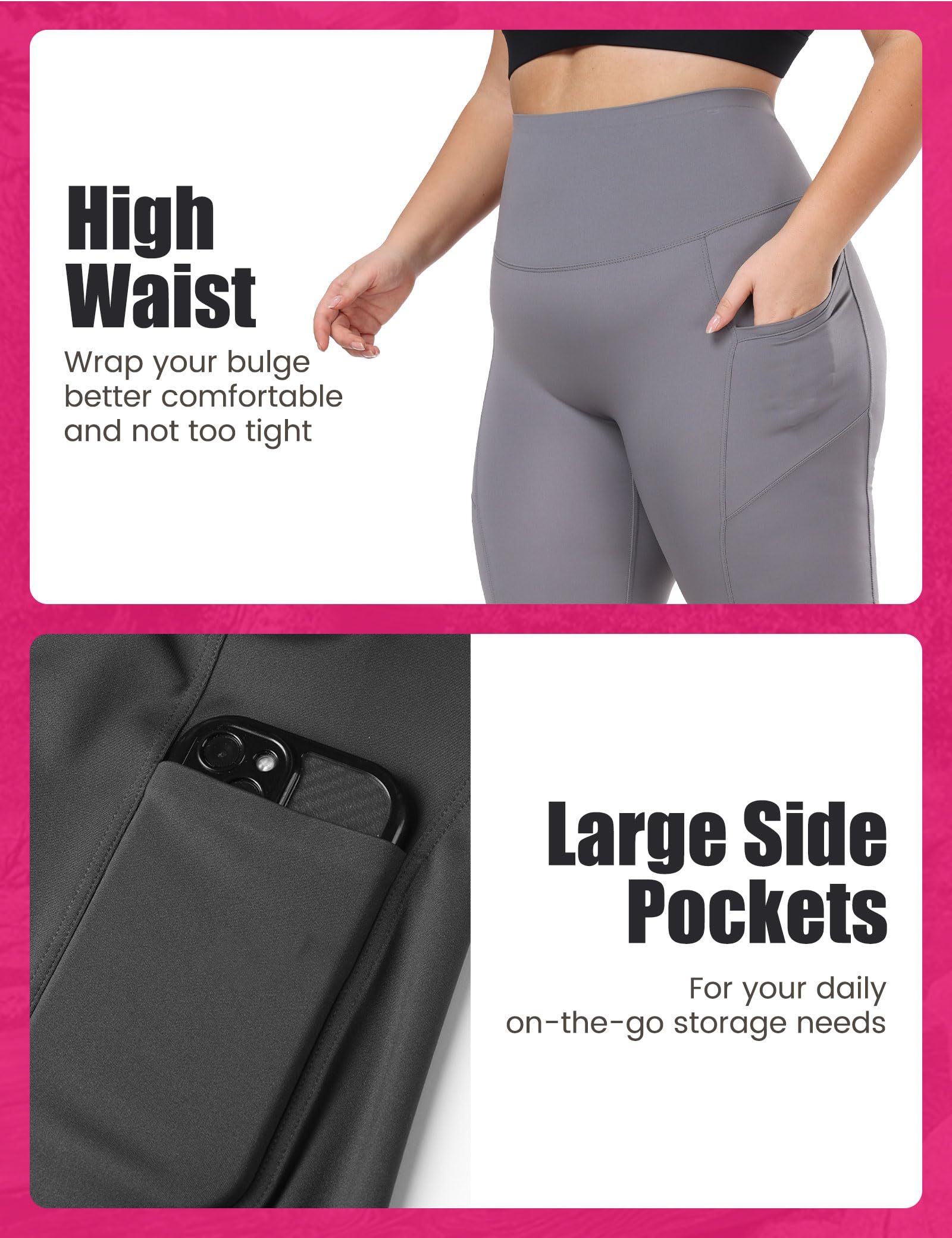 Cropped High-waisted Oblique Pocketed Yoga Pants - Cyan/Dark Gray