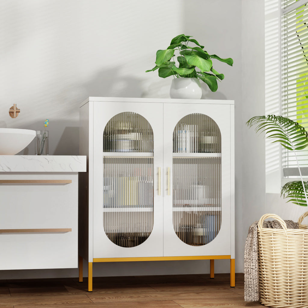 Fluted Glass 2-Door Cabinet