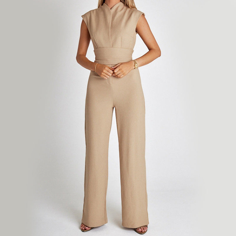 Elegant Long Tie Waist Sleeveless Jumpsuit
