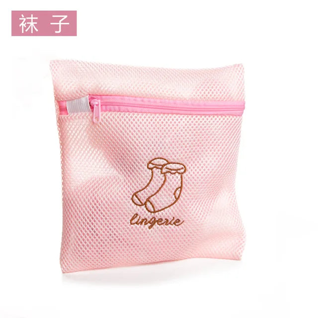 Cartoon Mesh Laundry Wash Bags Foldable Delicates Lingerie Bra Socks Underwear Washing Machine Clothes Protection Net