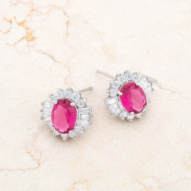 Chrisalee 3.3ct Ruby CZ Rhodium Classic Stud Earrings