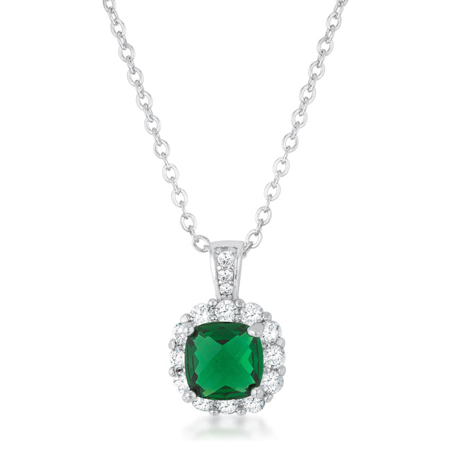 Liz 2.6ct Emerald CZ Rhodium Classic Necklace