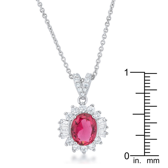 Chrisalee 3.2ct Ruby CZ Rhodium Classic Drop Necklace