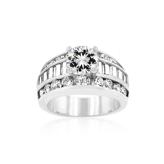 Luxurious Genuine Rhodium Engagement Ring