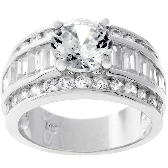 Luxurious Genuine Rhodium Engagement Ring