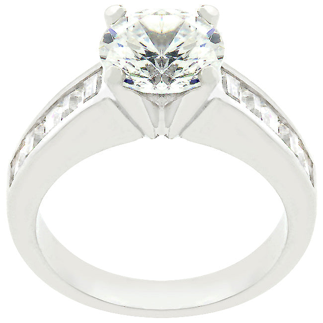 Classic Rhodium Plated Engagement Ring