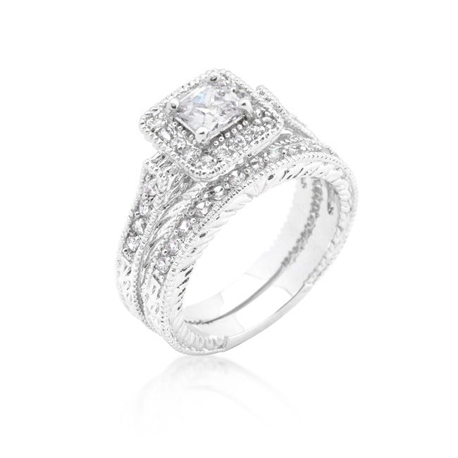 Art Deco Princess Cut Bridal Set