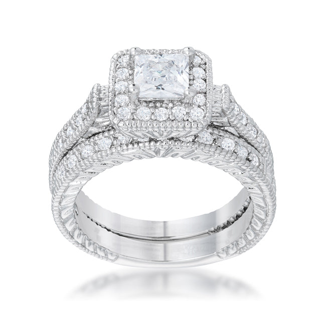 Art Deco Princess Cut Bridal Set